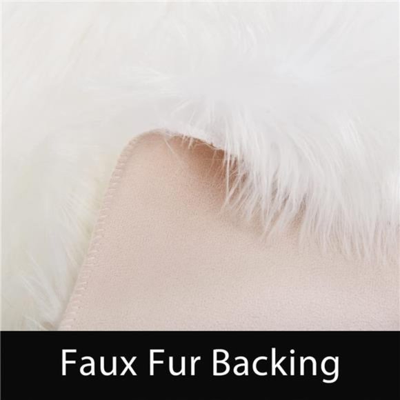 White Round Rugs 5ft Circle Faux Fur Sheepskin Living Room Fluffy Washable Rug - Picture 6 of 6